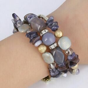 Wrap Bracelet Gray Gold Silver One Size Fits All